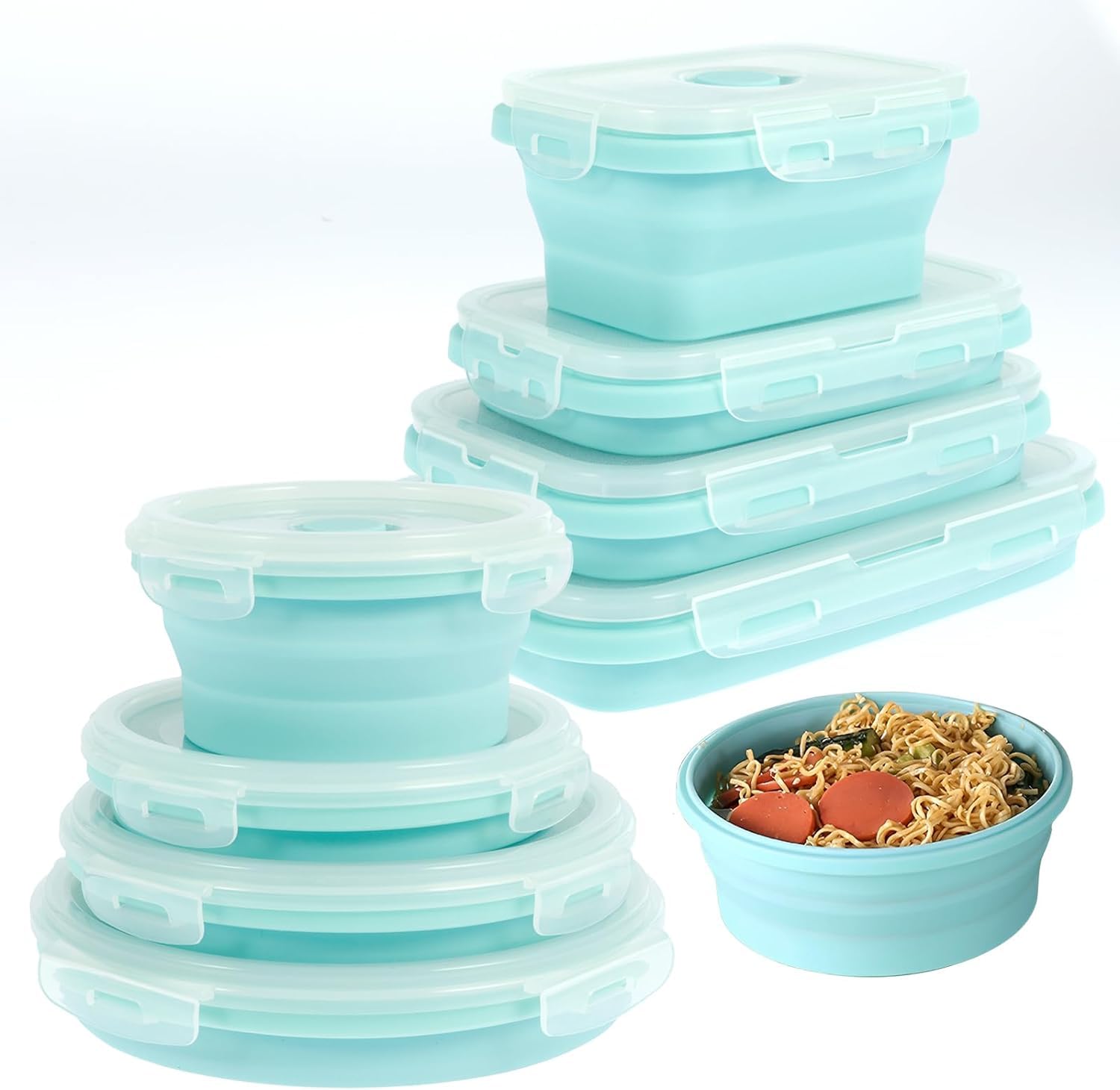 Récipients En Silicone Pour La Conservation Des Aliments Avec Couvercles Boîte à Lunch En Silicone Pliable Boîtes à Bento Récipients Pour La Préparation Des Repas Pour La Cuisine Sans BPA