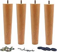 Vista 11 de WEICHUAN Patas de repuesto de madera maciza de caucho de 4", para sofá, sillón, otomana, sofá de dos plazas, mesa de café, gabinete, patas de madera