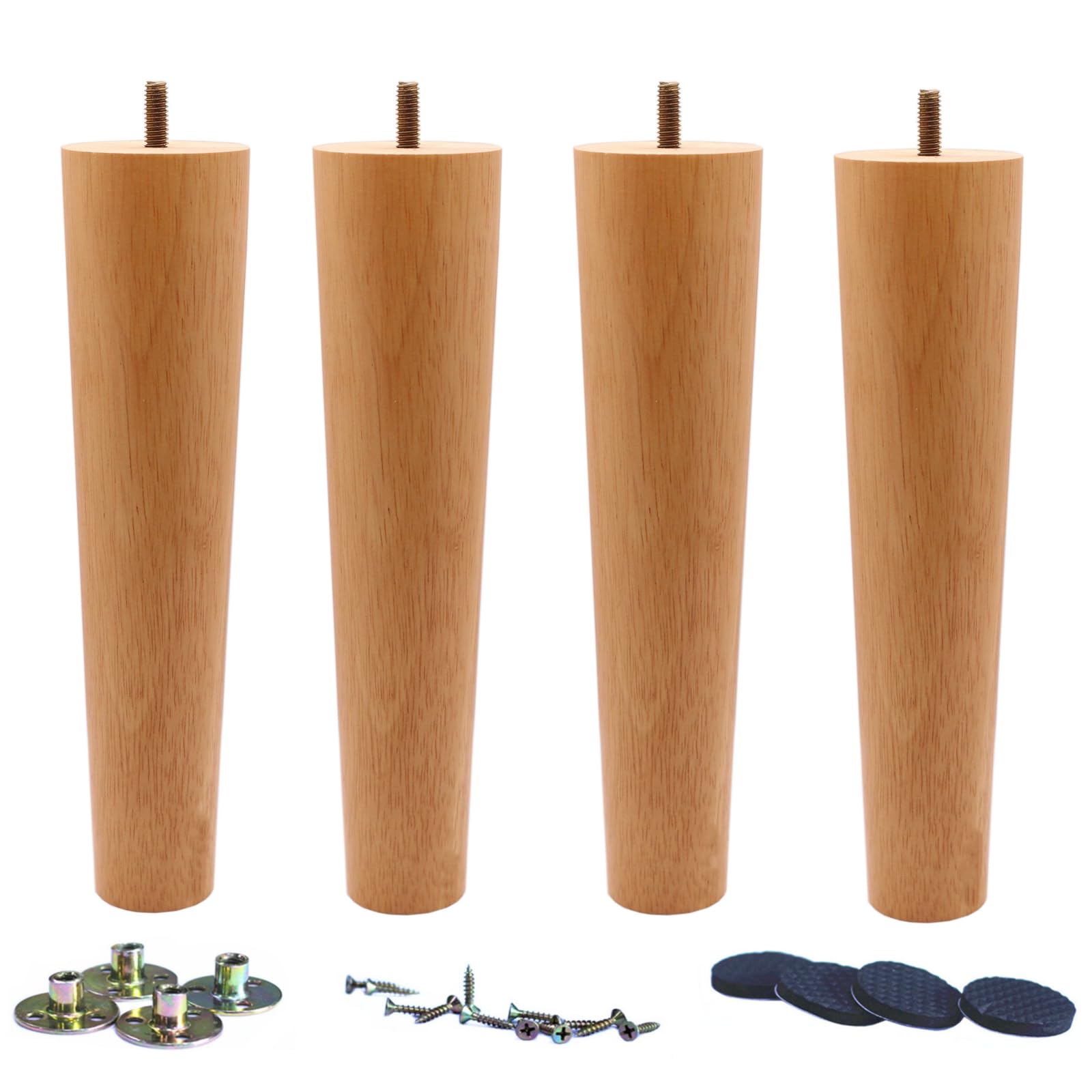 WEICHUAN Round Solid Wood Replacement Sofa Couch Chair Ottoman Loveseat Coffee Table Cabinet Furniture Wood Legs(10" Straight Set of 4)