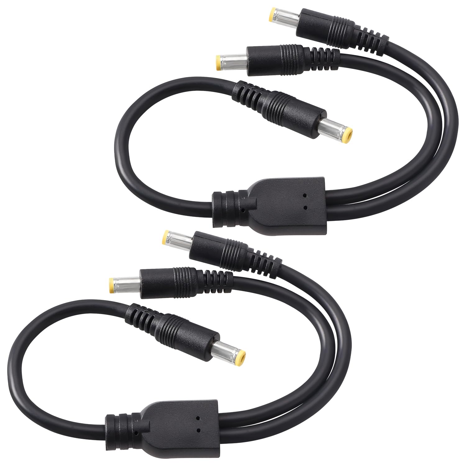 KUOQIY 2 PCS 0.3m 18AWG 5-24 V 5.5x2.5 mm 1 Male to 2 Male DC Power Splitter Cable, 2 Way DC Power Cable, Camera Splitter Cables, for CCTV Cameras, LED Light Strip, Router, Black