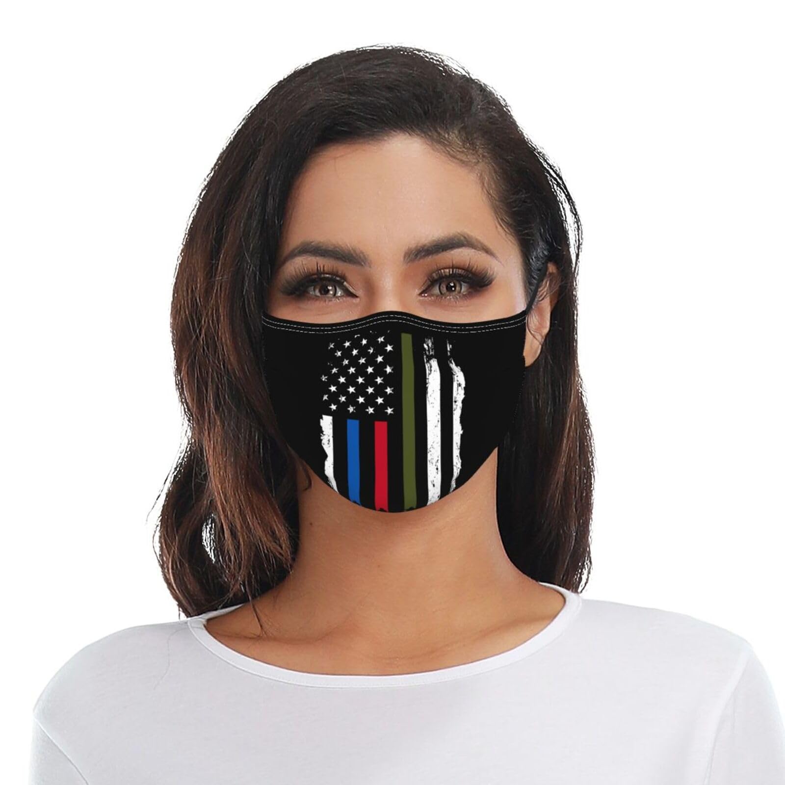 Police Military And Fire Thin Line American Flag Adult Dust Mask Adjustable Dust Face with 2 Filter28