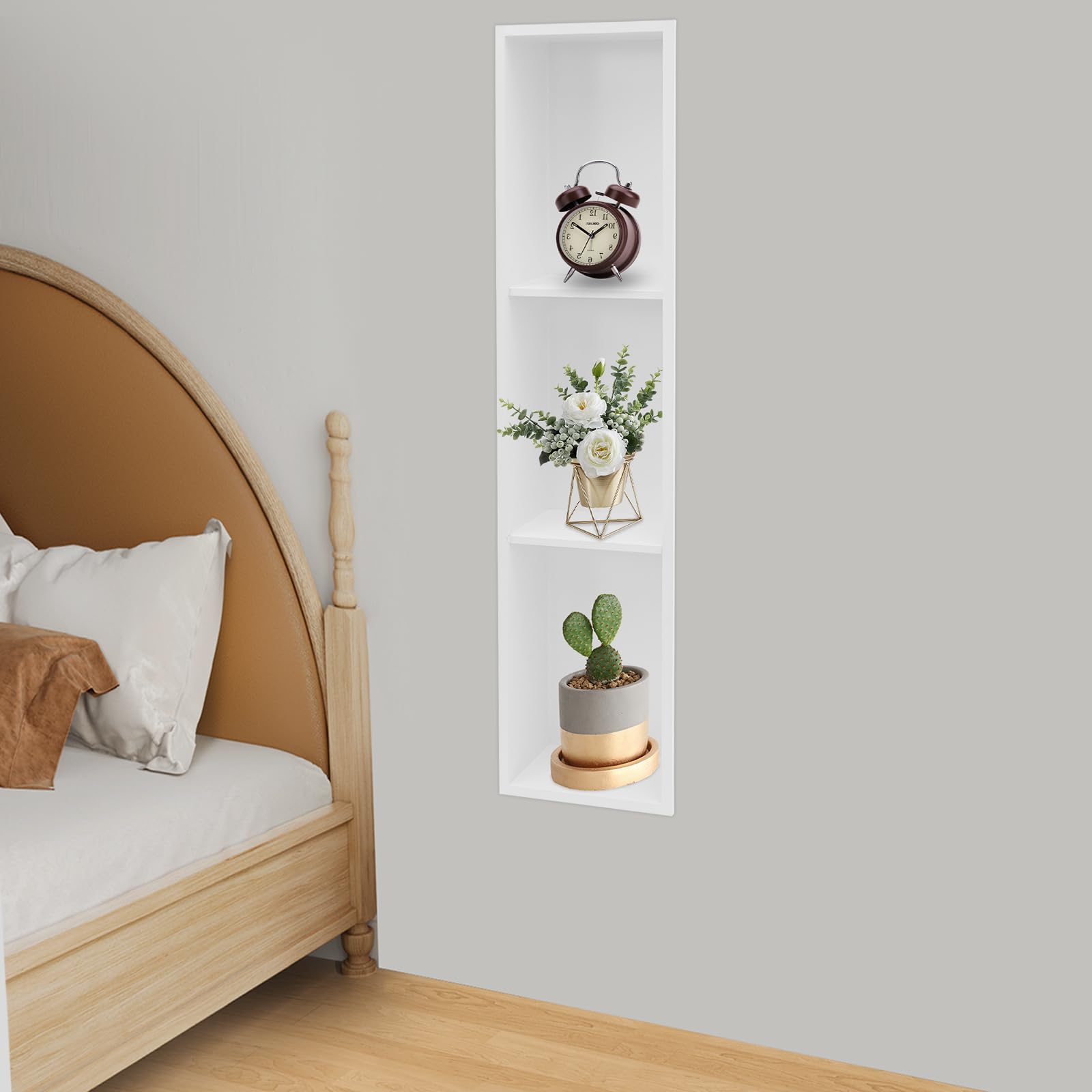 Stal nierdzewna, wnęka prysznicowa i stojak na papier toaletowy, szafka wpuszczana w ścianę, 37"x4"x9" do łazienki, kuchni, salonu – trwały, biały organizer