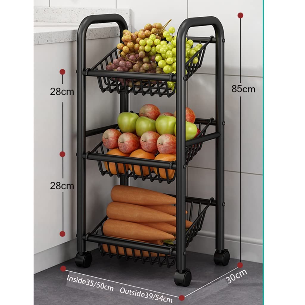 Organizzatore da cucina Carrello portaoggetti con ruote a 3-5 livelli, organizer da cucina, scaffale in metallo staccabile, carrello per frutta e verdura per lavanderia, sala giochi, garage o ufficio,