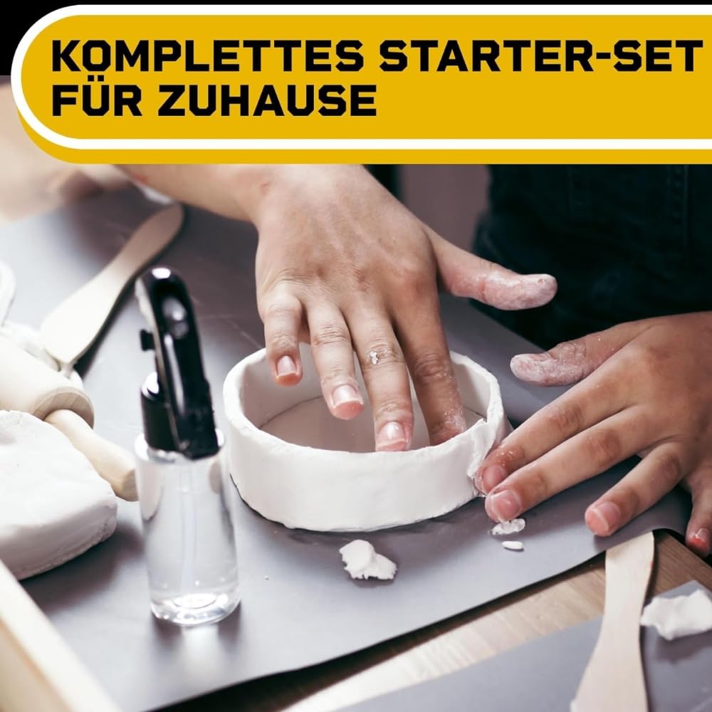 DIBYS Töpfer-Set für Zuhause | Starter mit Modellier-Werkzeug, lufttrocknendem weißen Ton, Farben & Pinsel | DIY-Töpfern für Erwachsene | Kreatives Hobby | Geschenkideen
