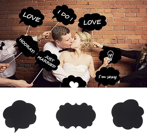 Miniatura 2 de LUOEM 20 letreros de pizarra de tiza para cabina de fotos, accesorios divertidos para fotos de selfies, bonitos letreros de mensaje para bodas,