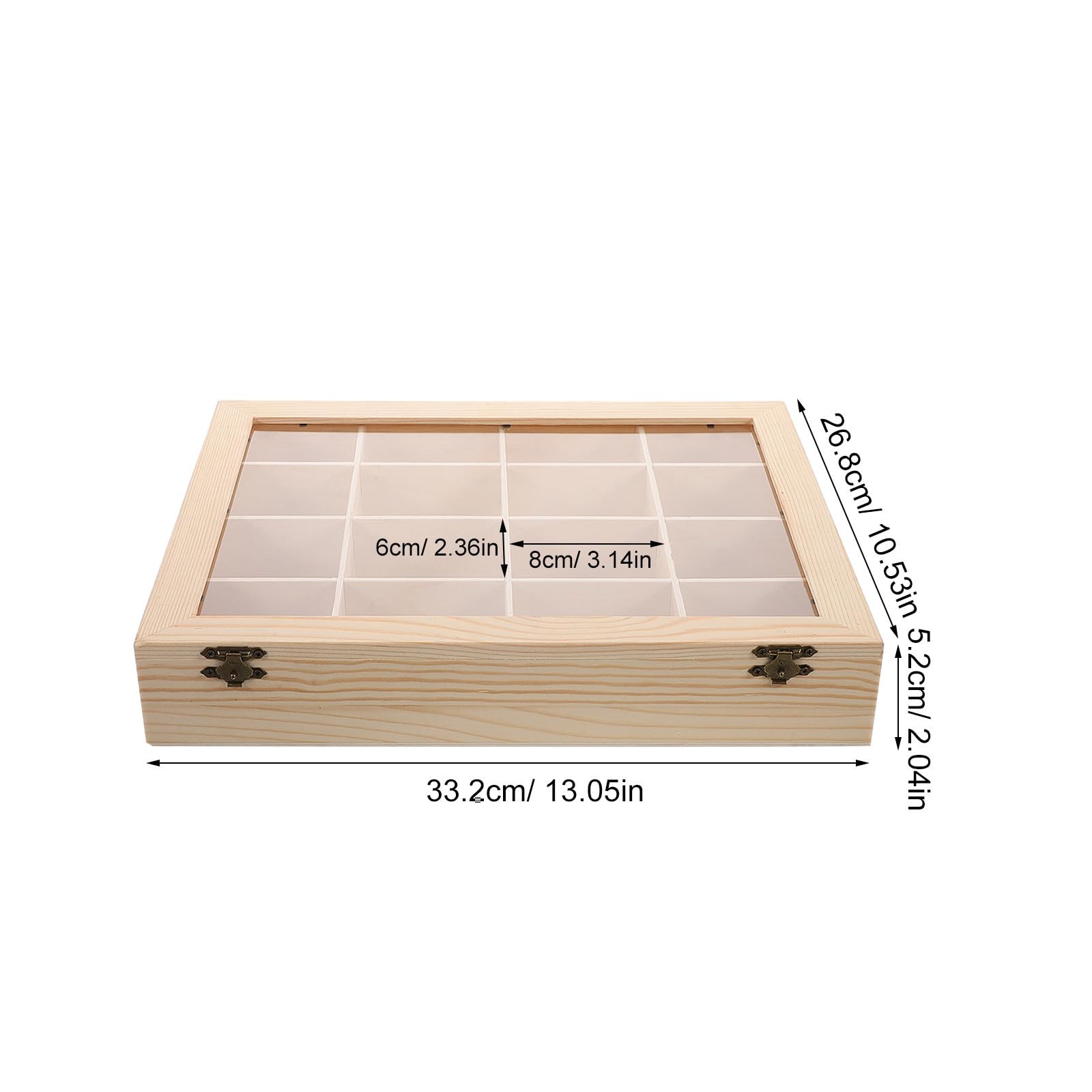 DOITOOL Caja de Almacenamiento para Colecciones de Rocas de Madera con Tapa Acrílica Transparente Organizador de Compartimentos para Minerales Cristales y Muestras Vitrina Expositora