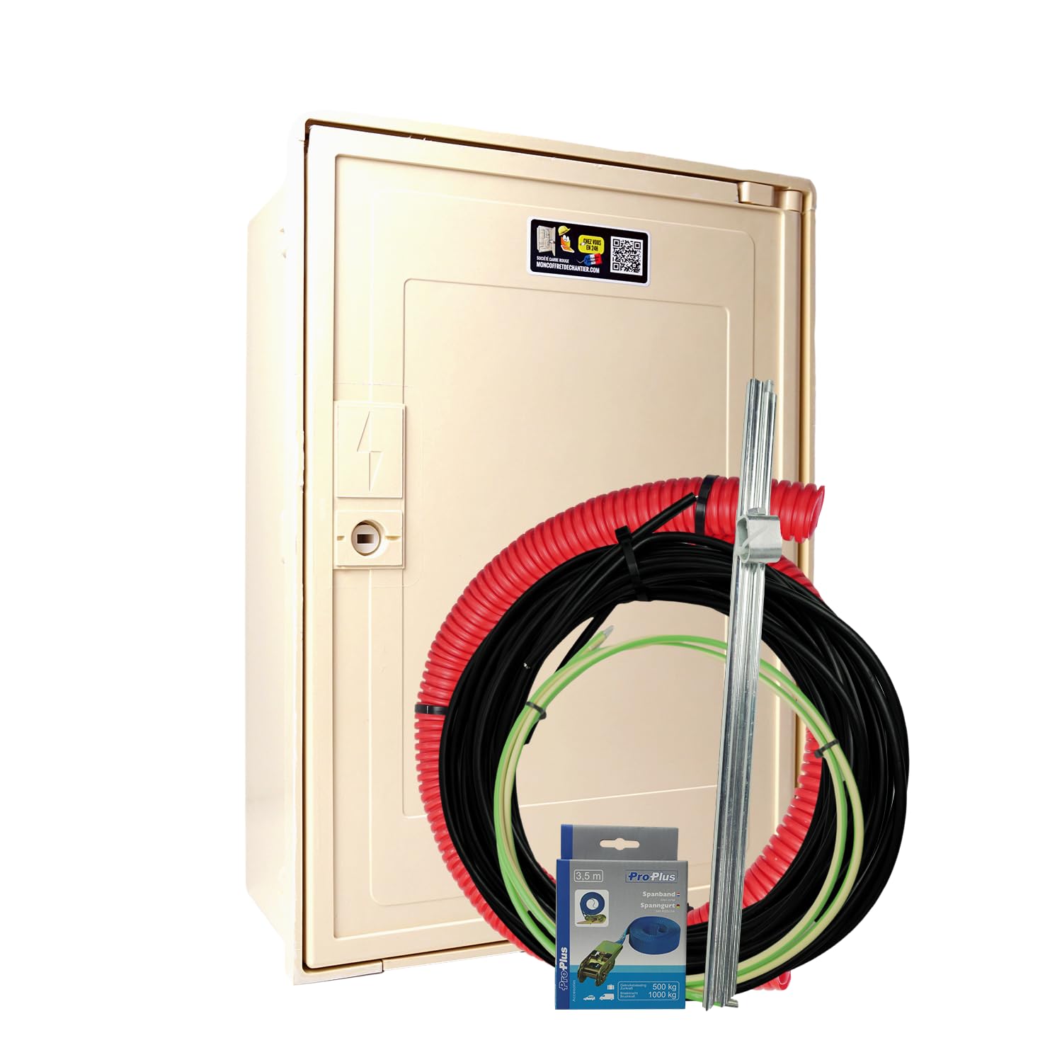 Carré Rouge - Coffret Compteur de Chantier Monophasé 15/30/45A, 9KVA, Pack Complet 15m, Compatible Raccordement ENEDIS, Fabrication Française - 49 x 35 x 20 cm