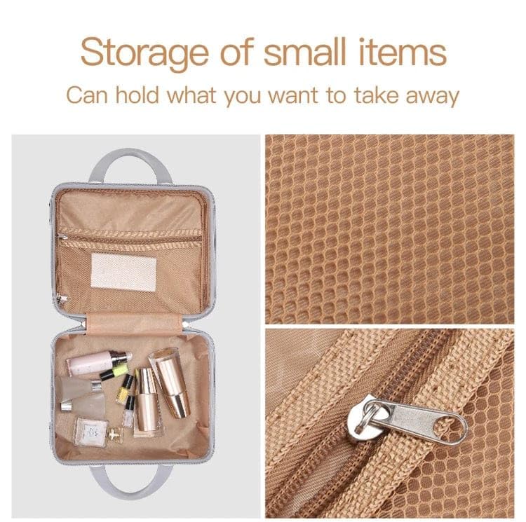Image of Makeup Case Suitcase, Mini Bag, Mini Hard Shell Travel Luggage, Women Portable Water Proof Carrying Suitcase, Organizer Bag, Small Hard Shell Cosmetic Lugagge, Water Proof (T-Silver)