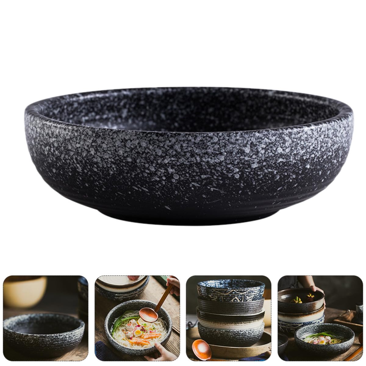 Japanische Keramik Schüssel 75 Zoll Salat Obst und Nudelschale für Haushaltssuppen Vielseitige Dickwandige Geschirrschale für Küche und Esszimmer