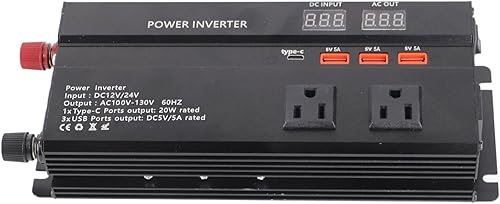 para inversor 12v a 110v Gorgeri Metal 6000W DC 12V a AC 110V convertidor de coche USB adaptador de coche con pantalla LCD