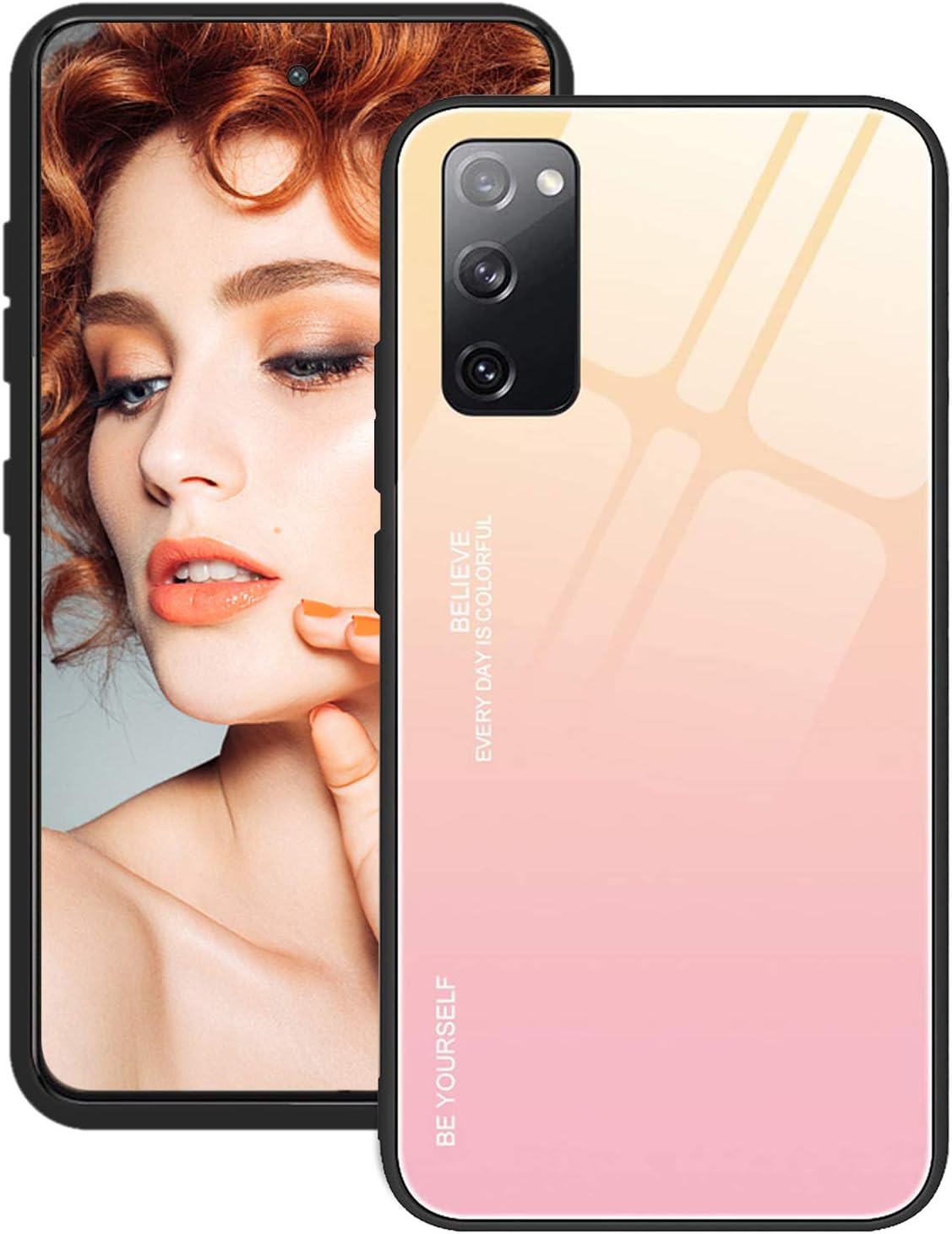 Case with Samsung Galaxy S20 FE 5G Case [Tempered Glass] Gradient Glass Ultra Thin Glass PC Hard Case Shockproof Scratch-Resistant Cover Fit Samsung Galaxy S20 FE 5G (Samsung Galaxy 20 FE 5G, G)