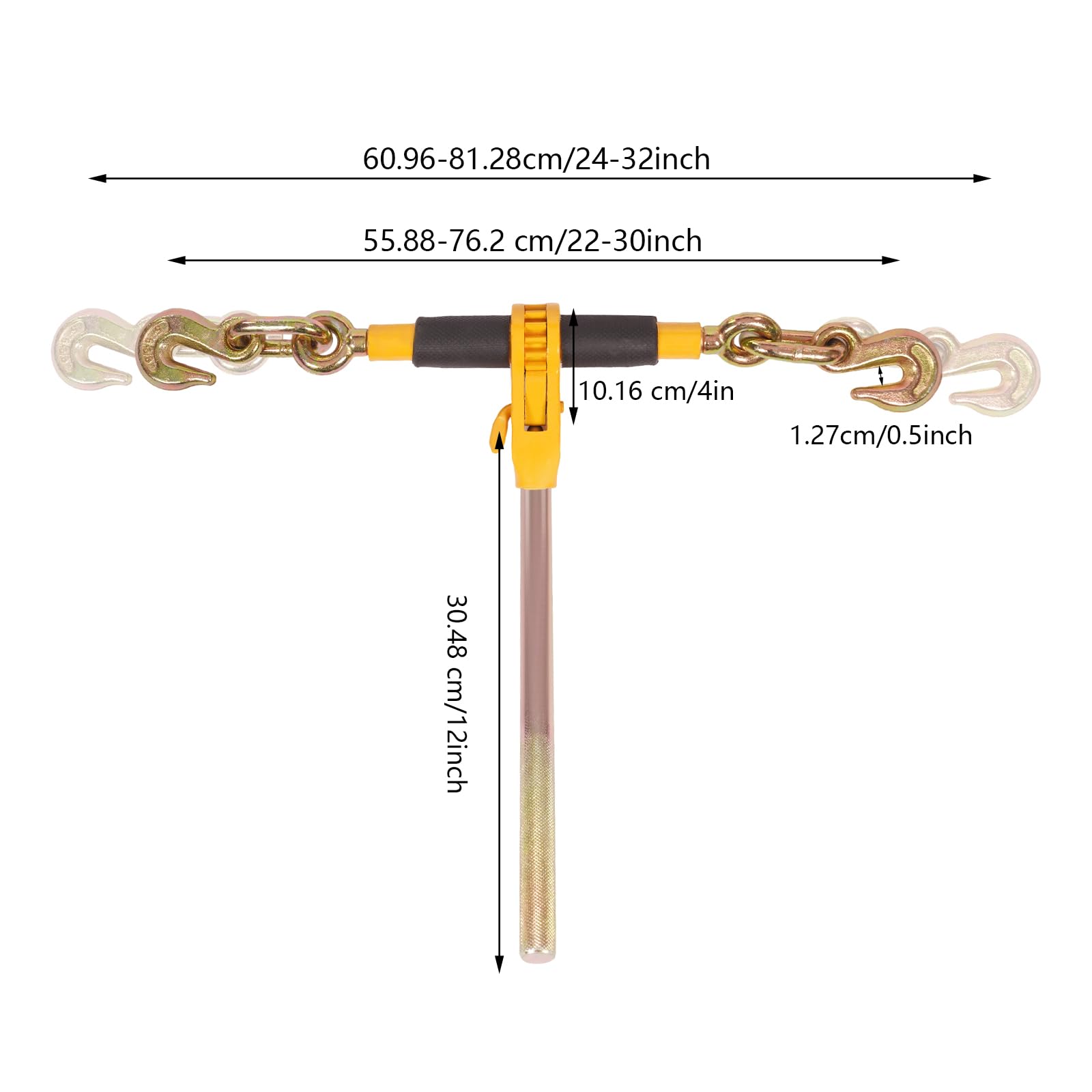 Cbhfmljd Chain Binder, Industrial Agricultural Towing Applications in Chain and Binder Kit Chains and Binders Ratchet Chain Binder Kit, Heavy Duty Load Binders with Chains 3300lbs Working Load
