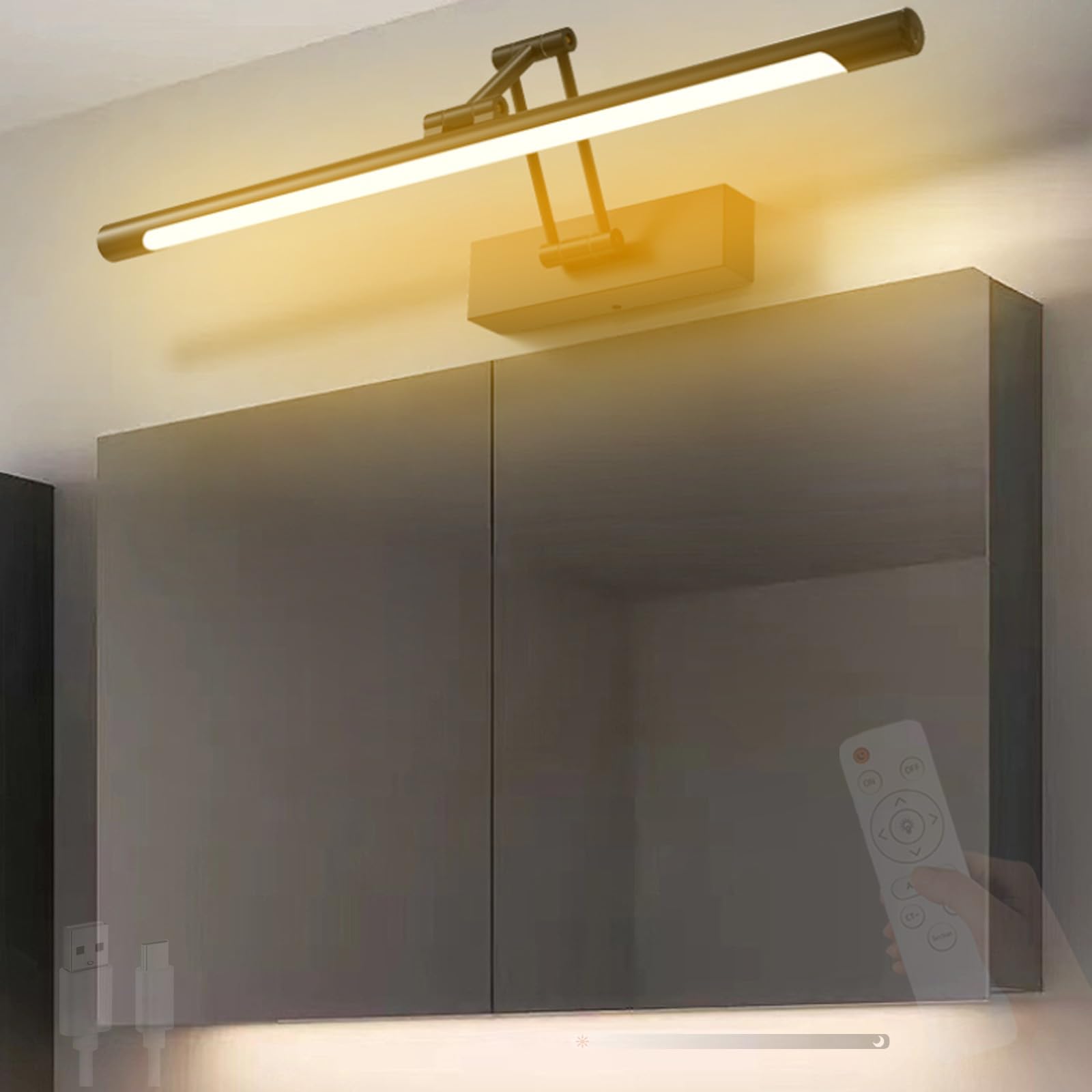 Interior Lámpara de Pared LED Espejo Baño Recargable Aluminio de 53cm 8