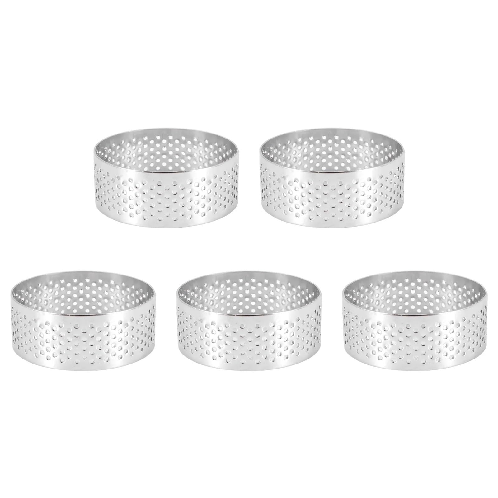 Cadre Patisserie Anneau à Tarte perforé en Acier Inoxydable, Anneau à Mousse perforé de 5cm, Anneaux Ronds à Tarte for la Cuisson des Anneaux à Dessert(20 pcs)