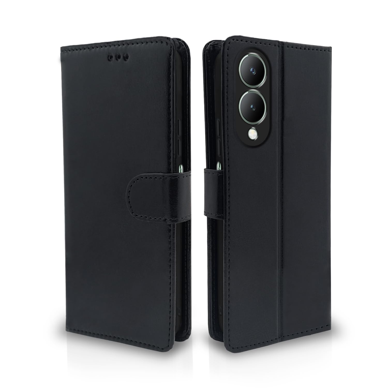 Pikkme Vivo Y17s Flip Cover Leather Finish | Inside TPU with Card Pockets | Wallet Stand and Shock Proof | Complete Protection Flip Case (Black) (B0CLBDDR6H) Amazon Price History, Amazon Price Tracker