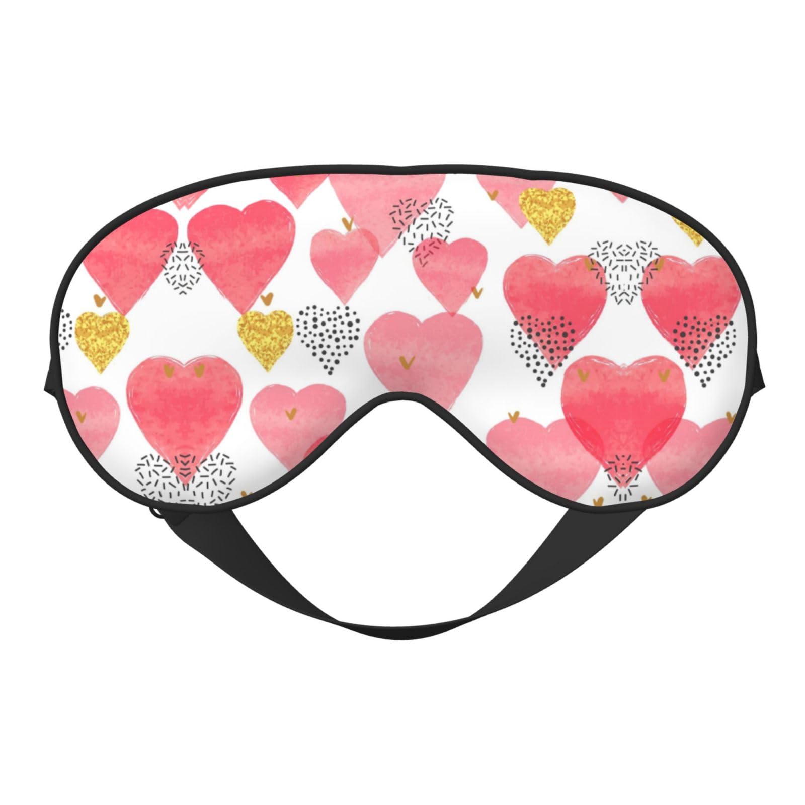 Gold red Heart Eye Sleep Mask,Blackout Eye Mask for Sleeping, Comfort Sleep Eye Mask for Travel Meditation Nap