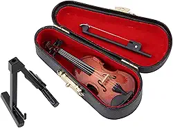 ZJchao Violino Minúsculo, Decoração de Violino 8 X 3 X 0,8 Cm / 3,15 1,18 0,31 pol. Brinquedo de Com Suporte Correspondente para Entusiastas de Música