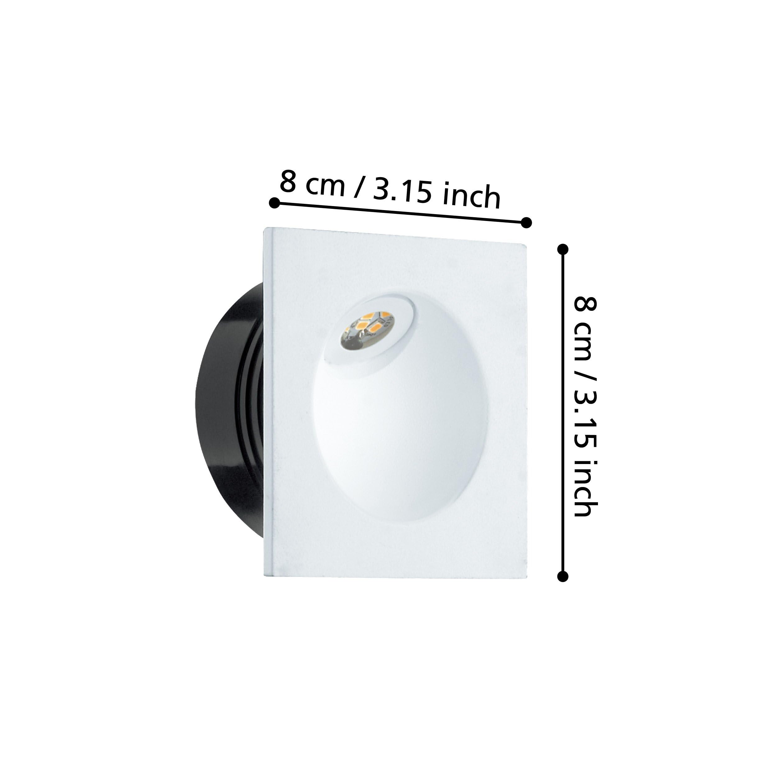 Eglo LED empotrable Zarate 1, foco LED de fundición de aluminio y plástico, lámpara empotrable LED en blanco, foco LED empotrable plano, luz cálida, L x A 8 cm