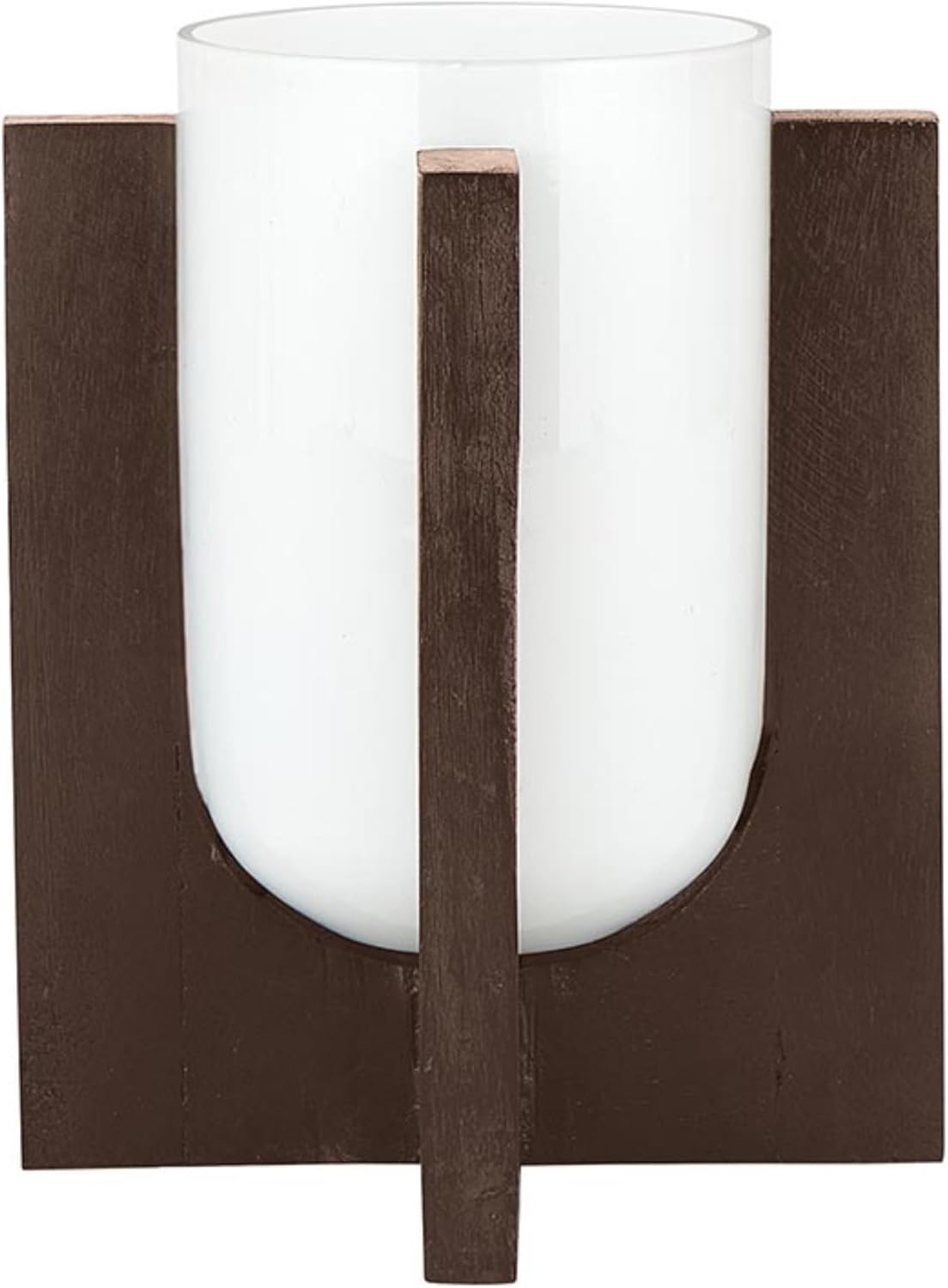 47th & Main Modern Hurricane Glass Holders Lantern Candle Holder for Pillar Candles, 11.25" Tall Large, White/Dark Brown