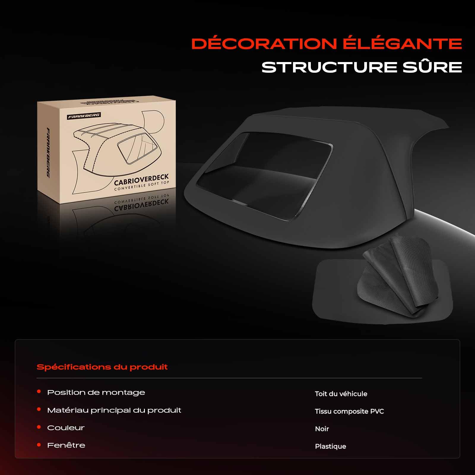 Frankberg Capote de cabriolet Softtop Compatible avec Série 3 Cabriolet E36 M3 3.2 M3 3.0 318i 320i 323i 325i 328i 1993-1999 Cabriolet Remplacer# 0302,5451
