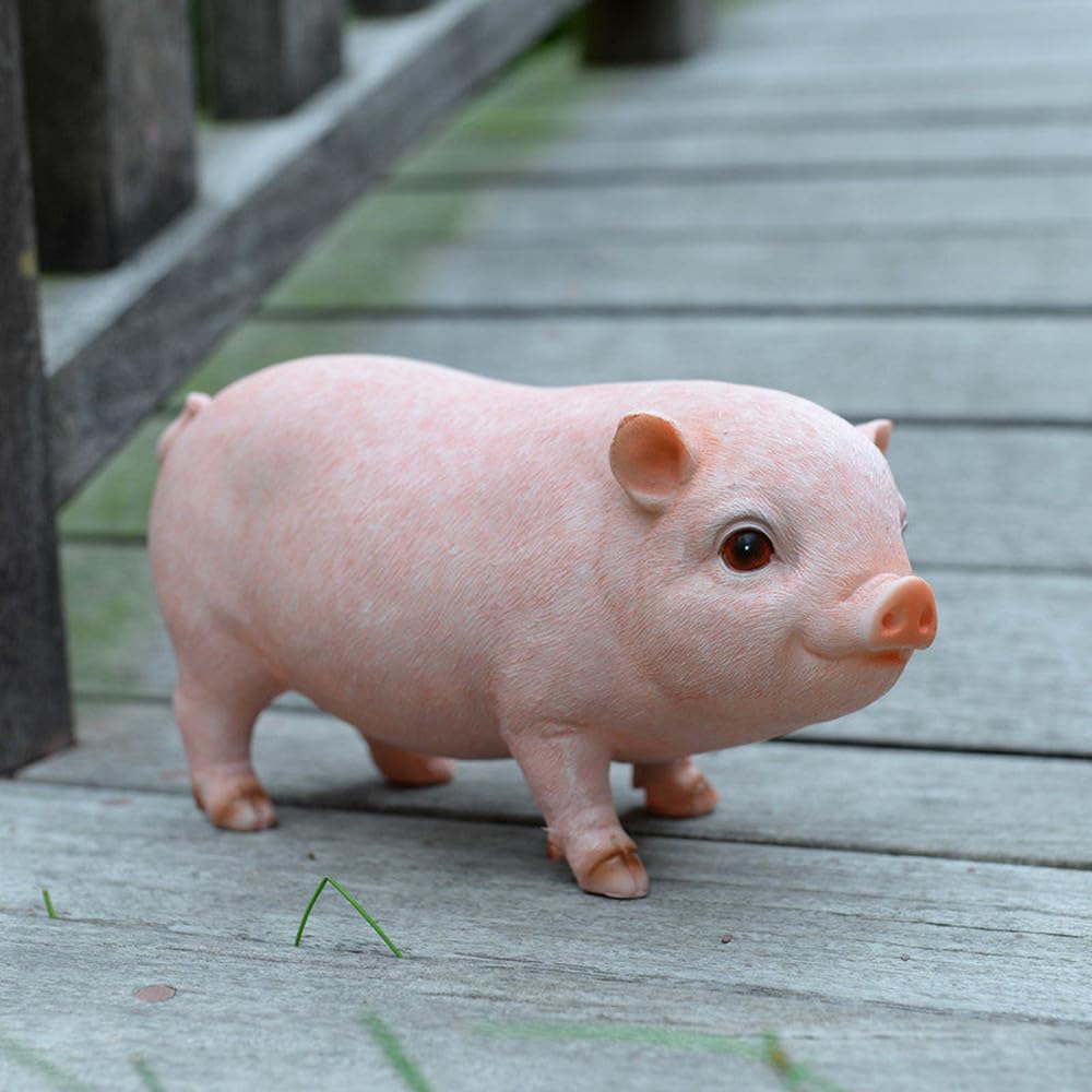 RainbowJise Funny Pig Statue Garden Yard Decor Resin Piglet Figurine Garden Ornament (Standing)