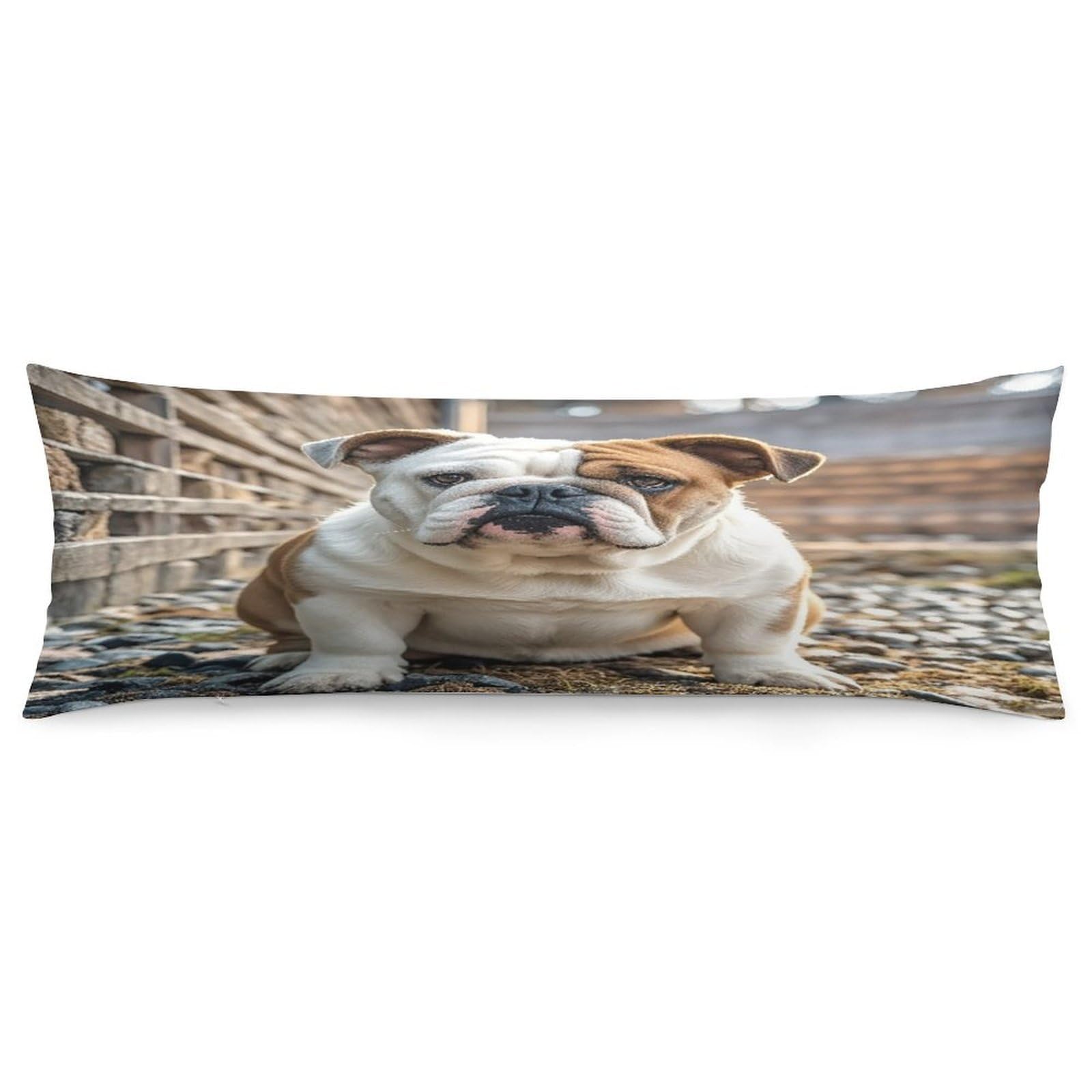 English-Bulldog Pillowcase Long Body Pillow Cover Soft Decorative Body Pillow Case Breathable Large Pillowcase Cute Cozy Pillow Protector for Bed Sofa Couch Room 18.9 X 53 Inch