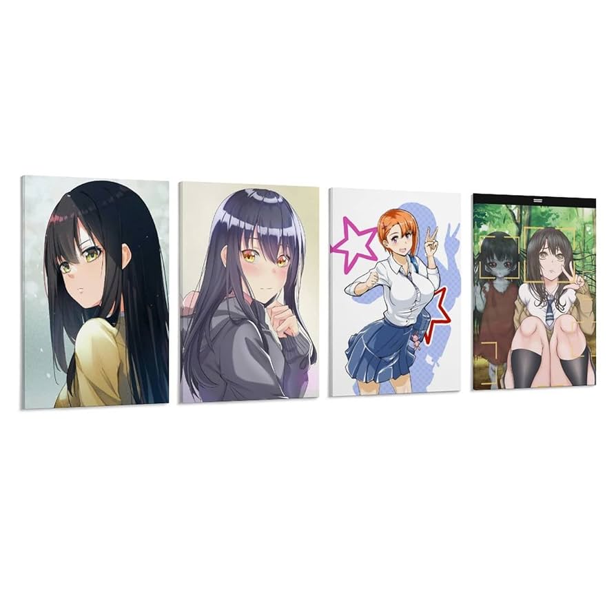 Amazon.co.jp: アニメ風 ポスター 4つセット 可愛い 見える子