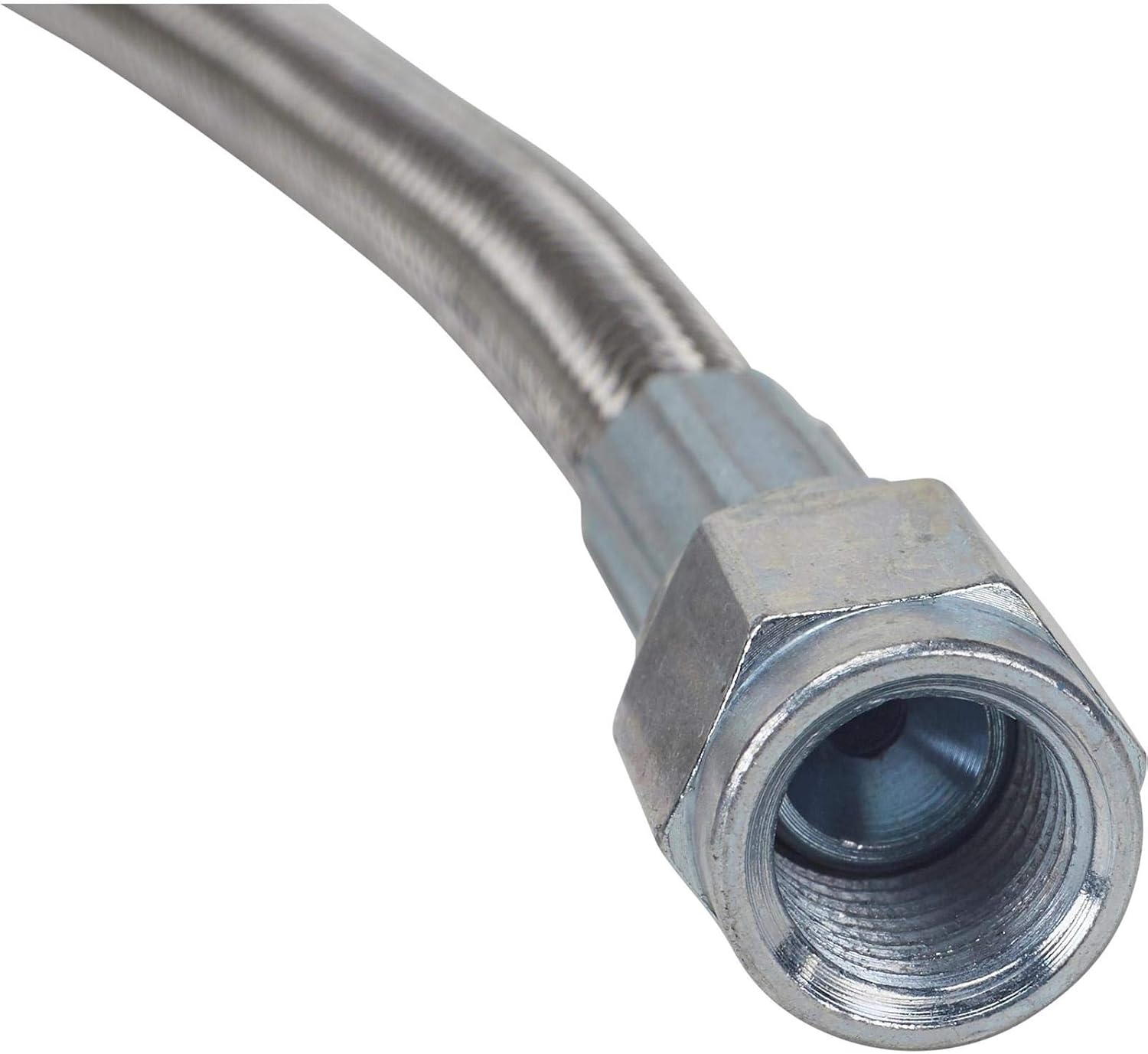 Speedway Motors 48 Inch Stainless Steel Braided Brake Line with 90 Degree and Straight AN3 Ends PTFE Teflon Hose for Brake Clutch Gauge Applications Universal