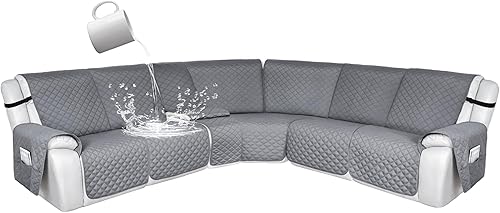 Miniatura 77 de HDCAXKJ 100% Fundas impermeables para sofá seccional reclinable en forma de L, funda de sofá reclinable acolchada lavable, fundas de esquina para