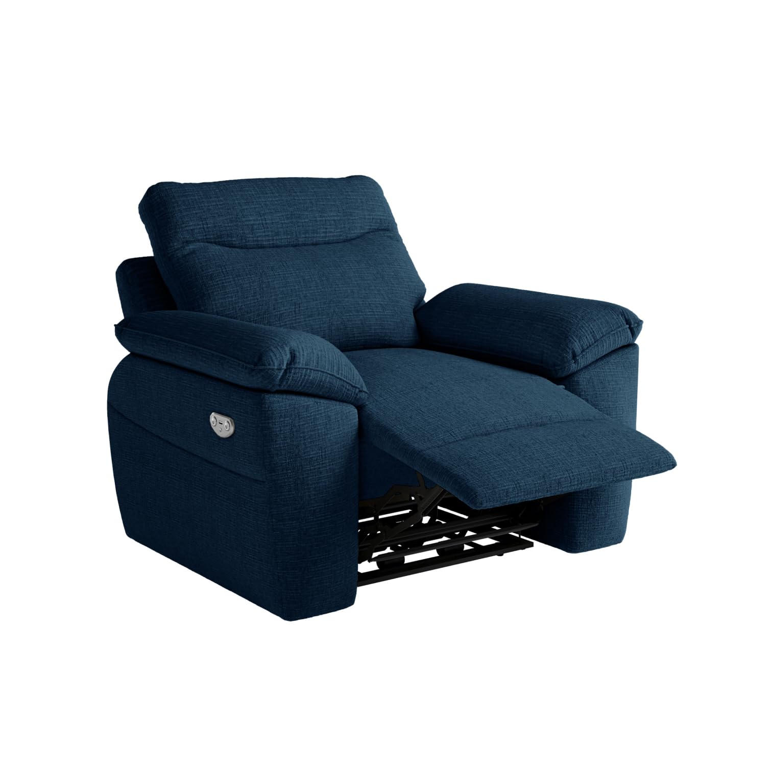 LOUNGITUDE - Ross Fauteuil de Relaxation électrique en Tissu texturé 3D - Bleu foncé