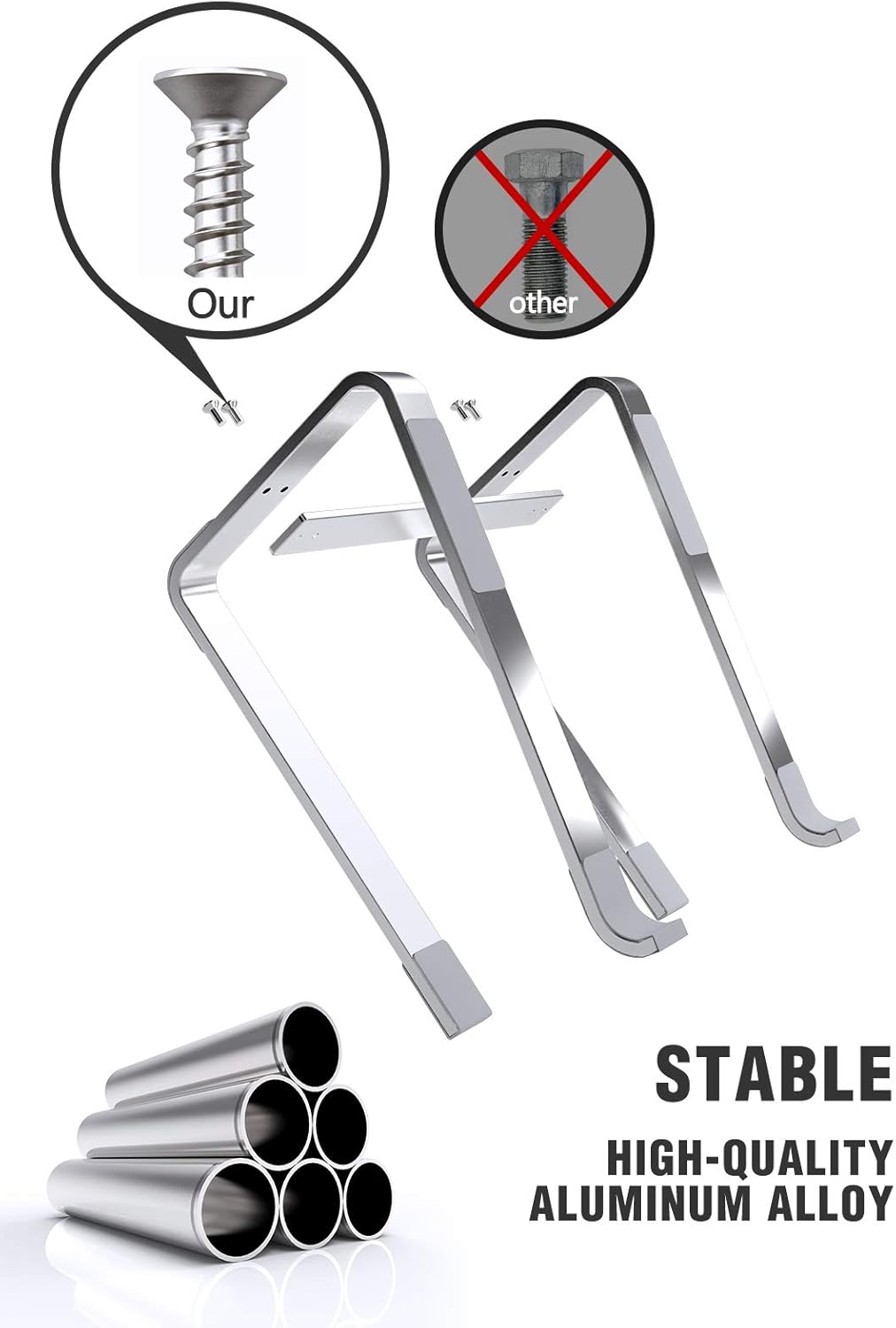 Laptop Stand for Desk, SOQOOL Laptop Riser for Desk, Ventilated Ergonomic Aluminum Laptop self Compatible with 11 14 15.6 17.3 Inch Work from Home (Silver) : Electronics