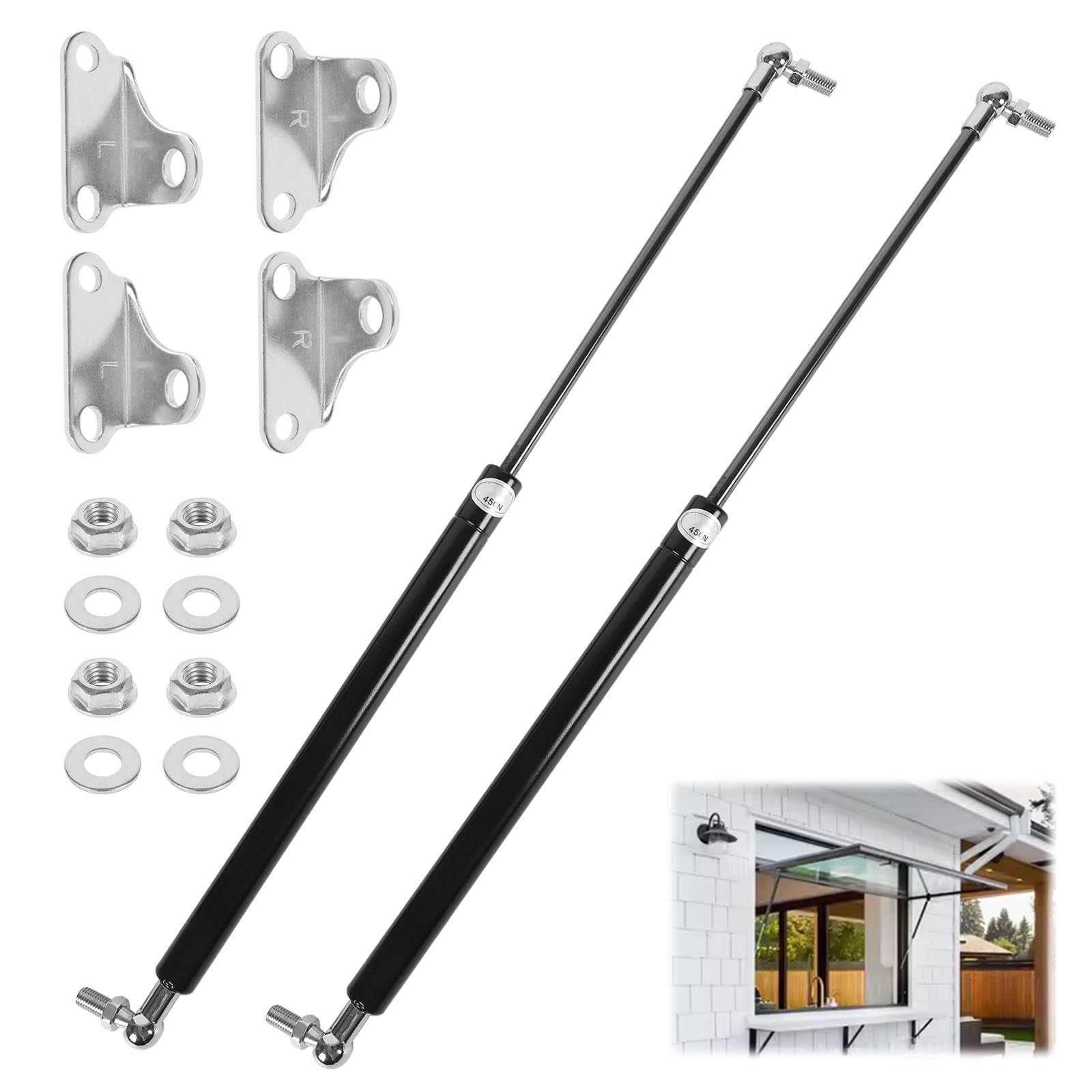 2 Stück Gasdruckfeder, Universal Schwerlast L-Typ Gasfeder Hydraulische Gasdruckdämpfer, Struts Shocks für Schwere Schranktüren, Kastendeckel, Anhänger Falltür (50cm 450N)