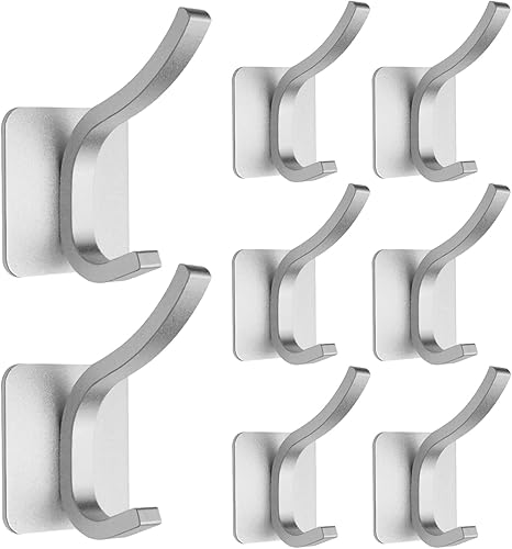 HUFEEOH Deavy - Ganchos adhesivos para toallas, colgador de toallas adhesivo para baño, dormitorio, cocina, baño, hotel y montaje en pared (8