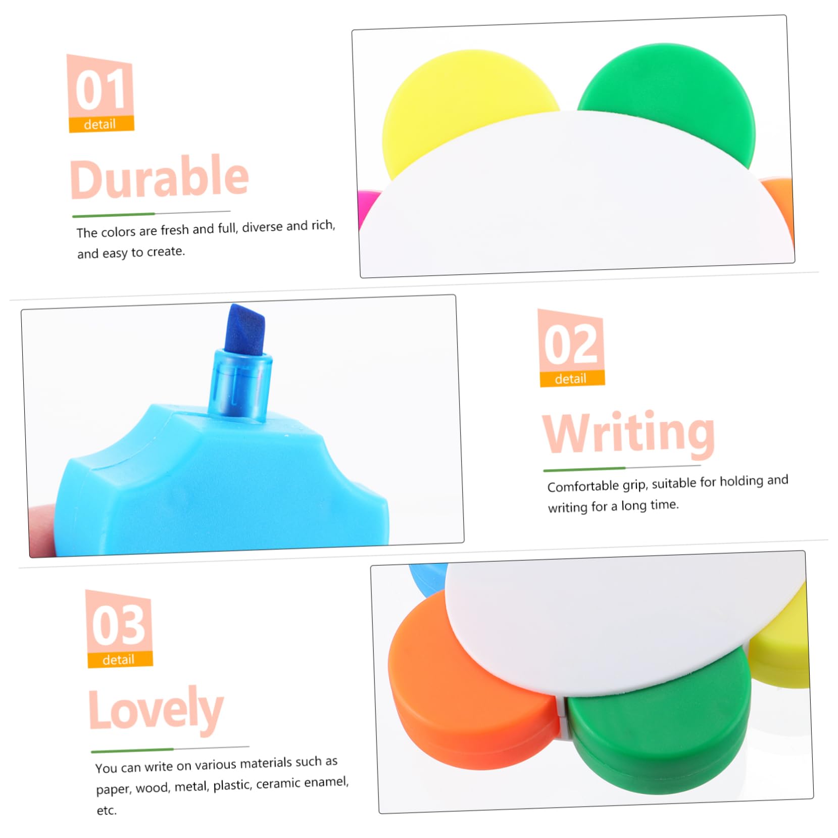 3 Set Evidenziatori Fluorescenti Colorati Per Studio E Lavoro Design E Per Adulti 2 Pezzi*3