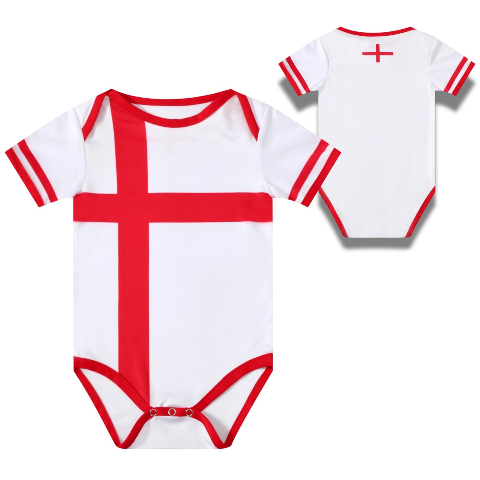 GEREISHIRE England Football Baby Grow Bodysuit Infants Onesie Newborn One-Piece Romper White Red 6-12 Months