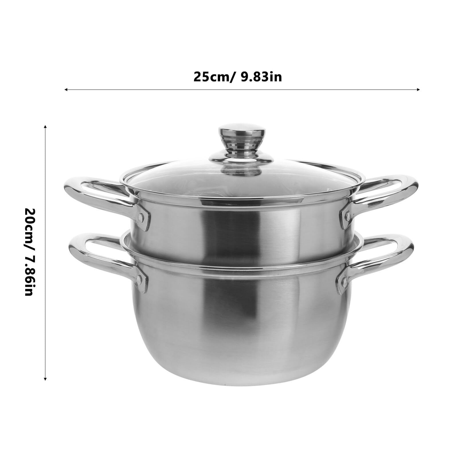 Olla Vaporera de Acero Inoxidable de Doble Capa Gran Capacidad para Cocinar al Vapor y Cocinar Simultáneamente en Cocina Doméstica