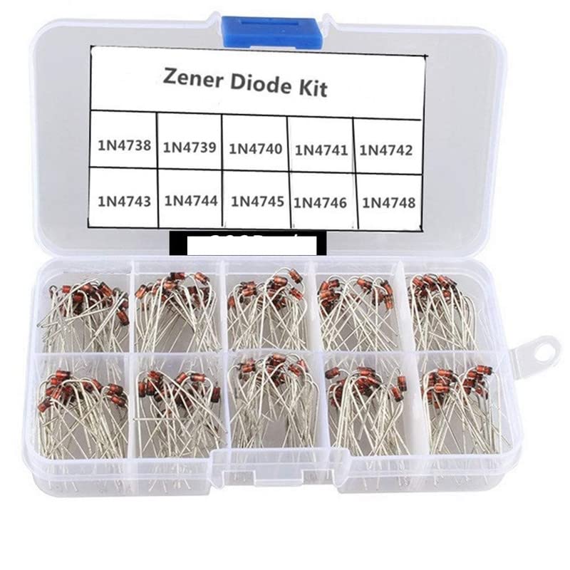 Techmahoday® Zener Diodes Kit, Pack of 100pcs Kit 1W Axial Leads Through Hole Power Diode Assorted Assortment Box Kit Set (8.2V/9.1V/10V/11V/12V/13V/15V/16V/18V/22V), Range 1N4738~1N4748 (B0BMZZW8RP) Amazon Price History, Amazon Price Tracker