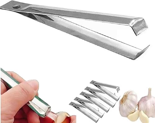 Pinzas para pelar ajo, pinzas de acero inoxidable para la herramienta de cocina, 2 unidades de pelador de ajo, removedor de piel, pelador de ajo