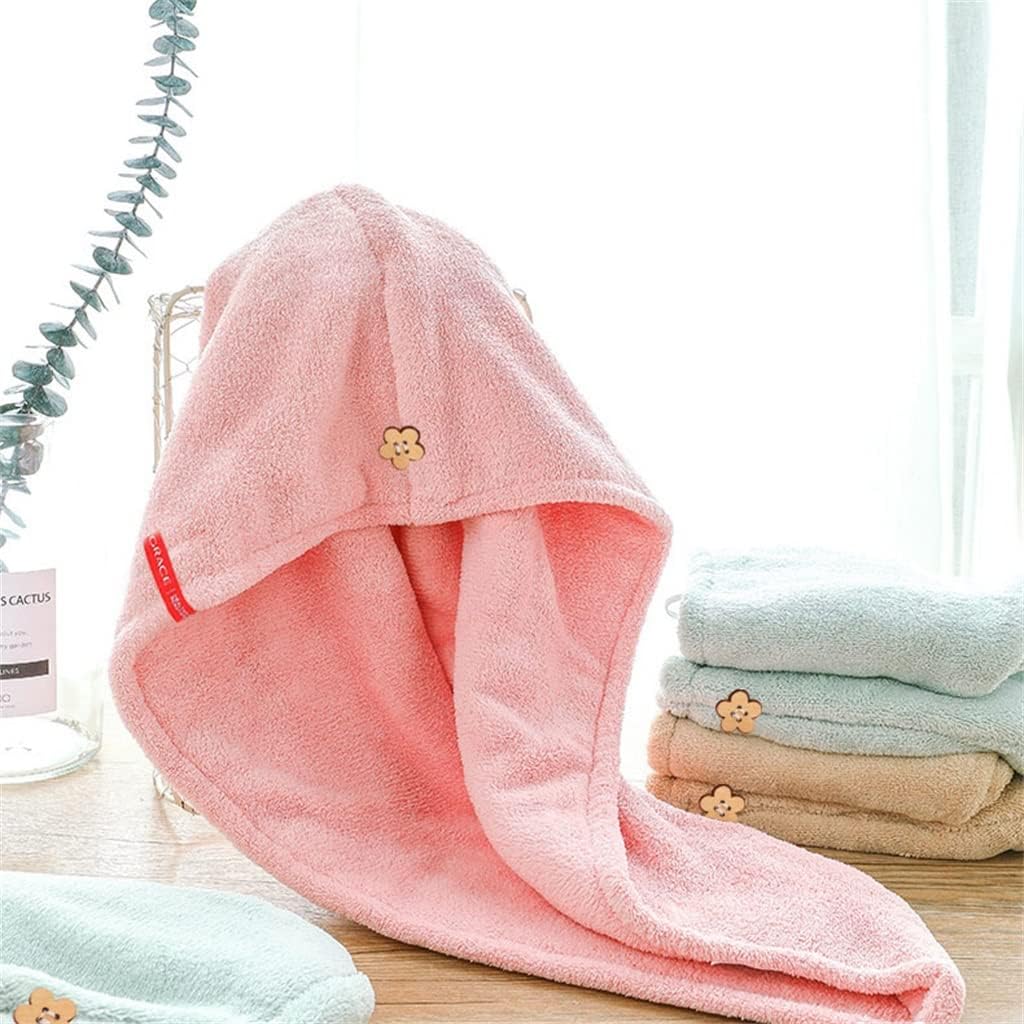 HBJWOV Dry Hair Cap Women Super Absorbent Cute Quick-Drying Baotou Thick Shower Cap Dry Hair Towel(D)