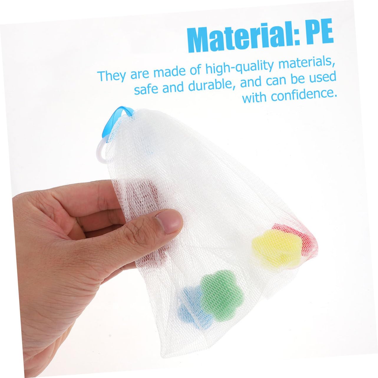 Vaguelly 4 Bolsas de Red Exfoliantes Material Pe, Creación Rápida de Burbujas para Jabón Facial Orificio para Colgar Paquete de 4 Unidades para Uso Doméstico