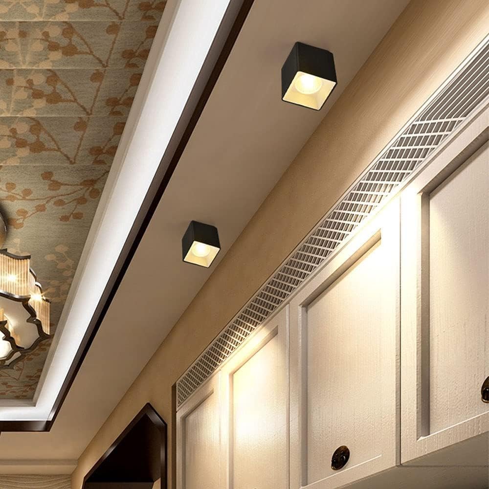 Faretti da soffitto for interni, faretti da soffitto quadrati in alluminio, faretti e lampade d'accento(Black+white-3w)