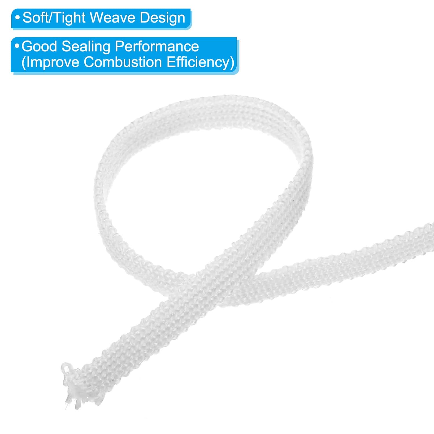 High-Temperature Resistant Fiberglass Wood Stove Gasket Seal Rope for Fireplace and Oven - White, 550°C Max(5/8inx1/8inx118in)