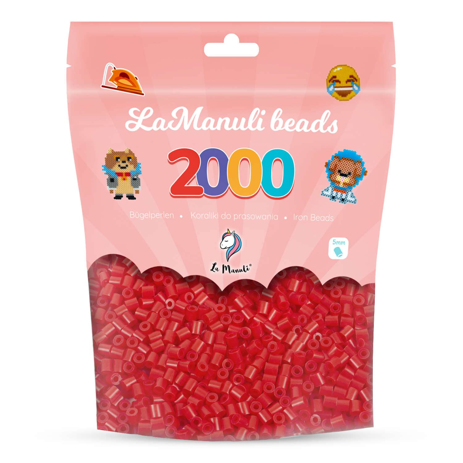 La Manuli Fuse Beads, Approx. 2000 Pieces Midi (5mm) Ironing Beads in a Resealable Bag
