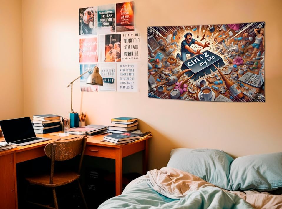 3x5 Ft Polyester Flag with 4 Brass Grommets - Ctrl + Z My Life Cool Single Sided Banner for Wall Home Decor - Funny College Dorm Poster for Outdoor or Indoor Use - Party Room Art or Office Decoration - Image 3