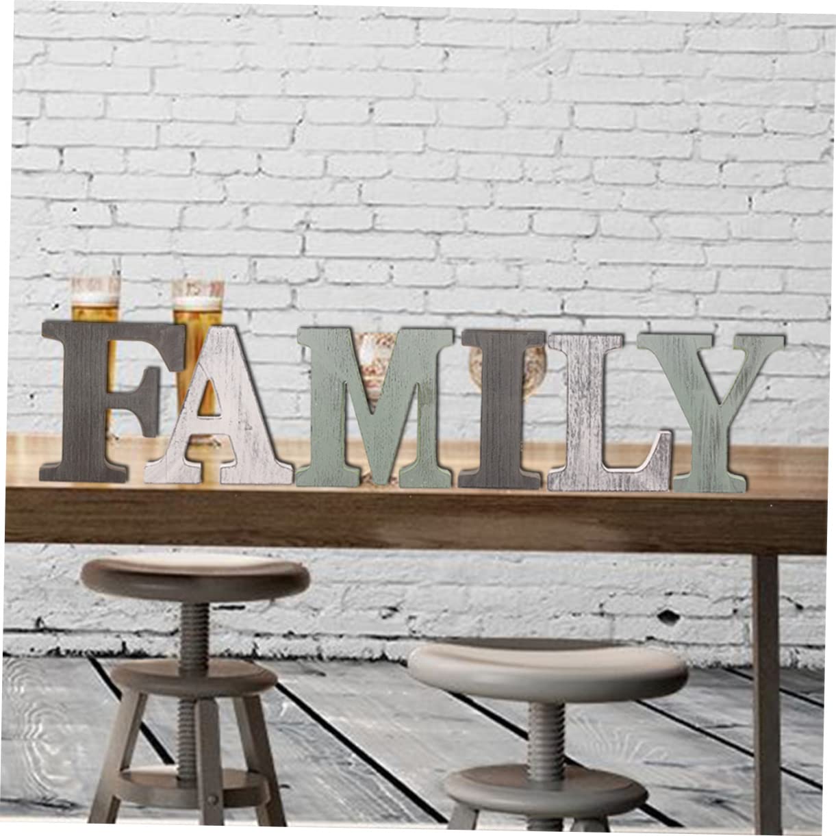 Insegna Decorativa Murale in Legno Family Verde per Casa, Hotel e Bar | Mdf, Finitura Rustica, da Esporre su Mensole o Bancone, Decorazioni Legno per Parete Soggiorno, Stile Moderno