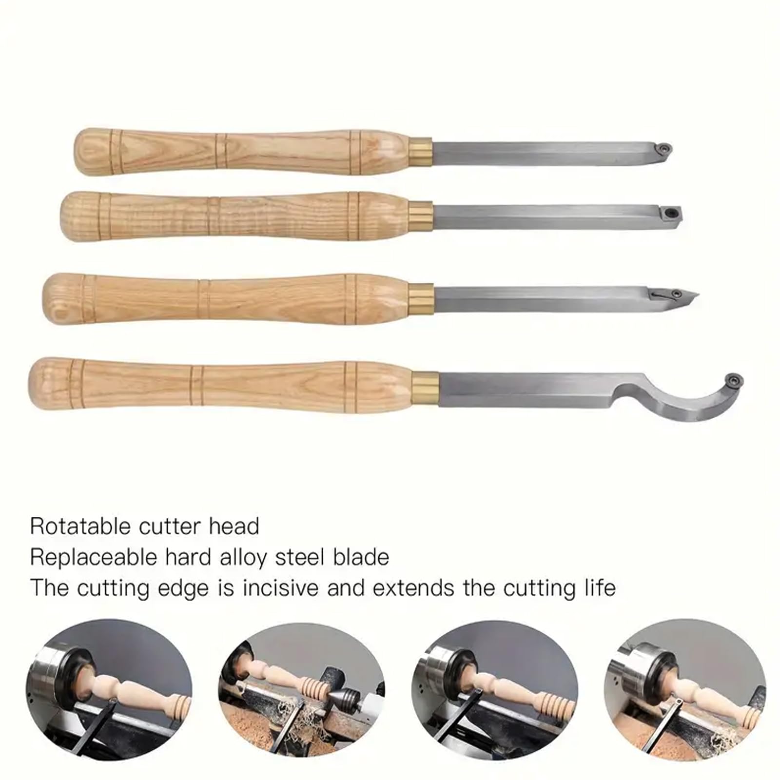 Holzmeißel, Hartmetallbestückte Holzdrehmaschinen-Drehwerkzeuge, Kombi-Set, Hartmetall-Drehwerkzeuge for Drechseln mit Holzgriff, rauerer Detailer, Finisher, Hohlhobel for die Holzbearbeitung