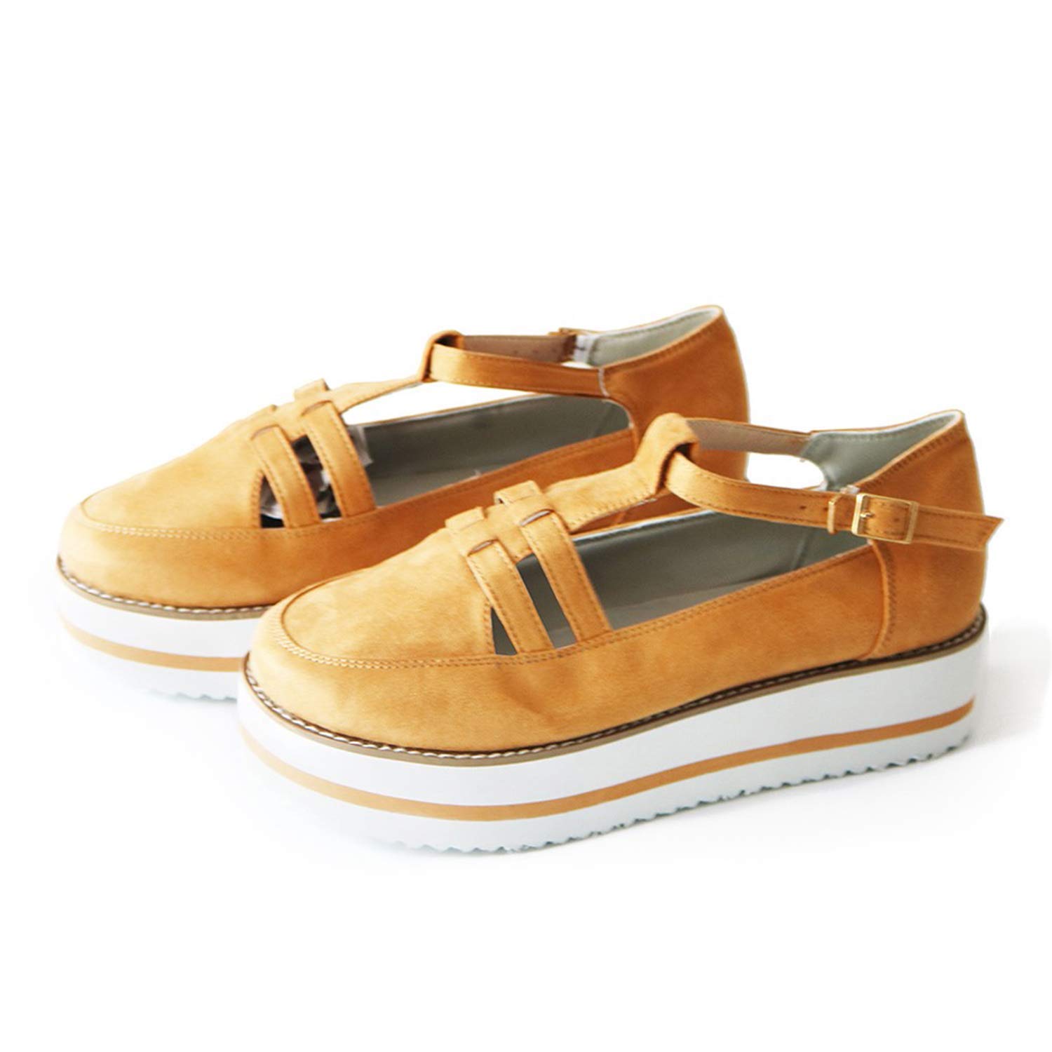 Damskie sandały na płaskim obcasie Damskie letnie buty na koturnie z grubym dnem Skórzane sandały Buty z zakrytymi palcami Klamra na kostkę Pasek na kostkę Na obcasie Vintage Espadryle plażowe