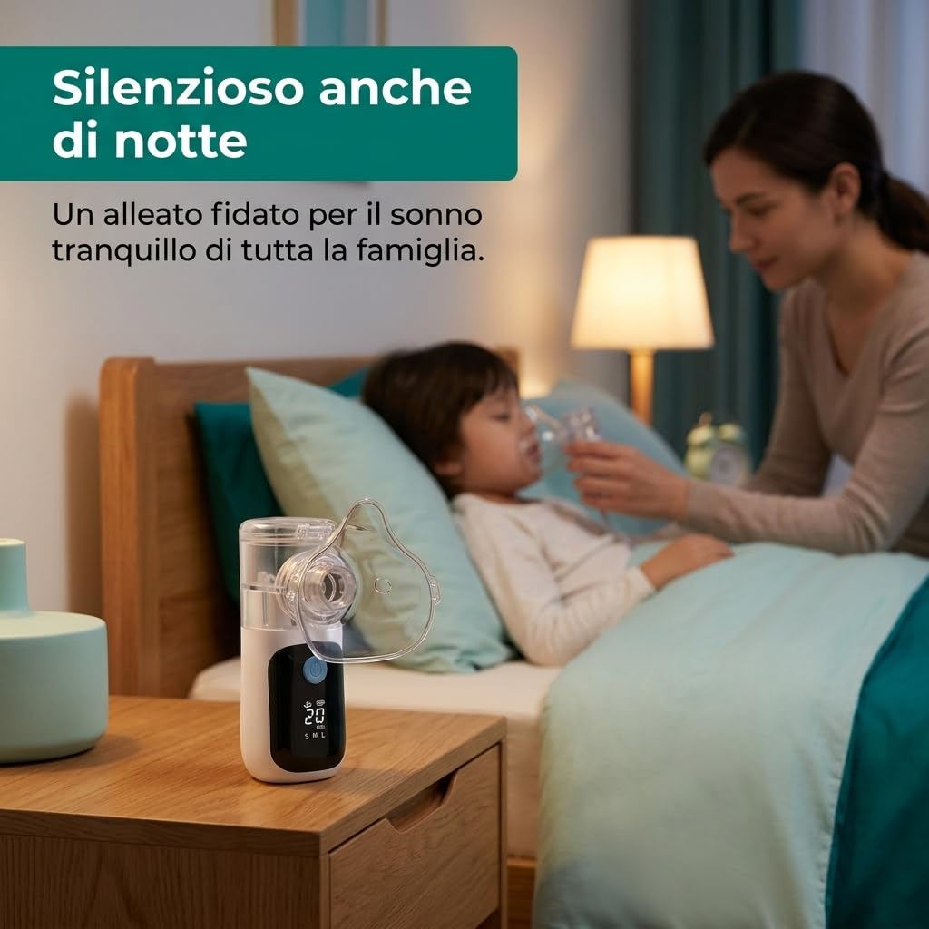 Medicinadellavoro.com - Aerosol Portatile Silenzioso, Porta USB-C con Batteria Ricaricabile e 2 Adattatori inclusi - Aerosol per Adulti e Bambini, Consigliato per Uso Domestico e in Viaggio, 1 pz