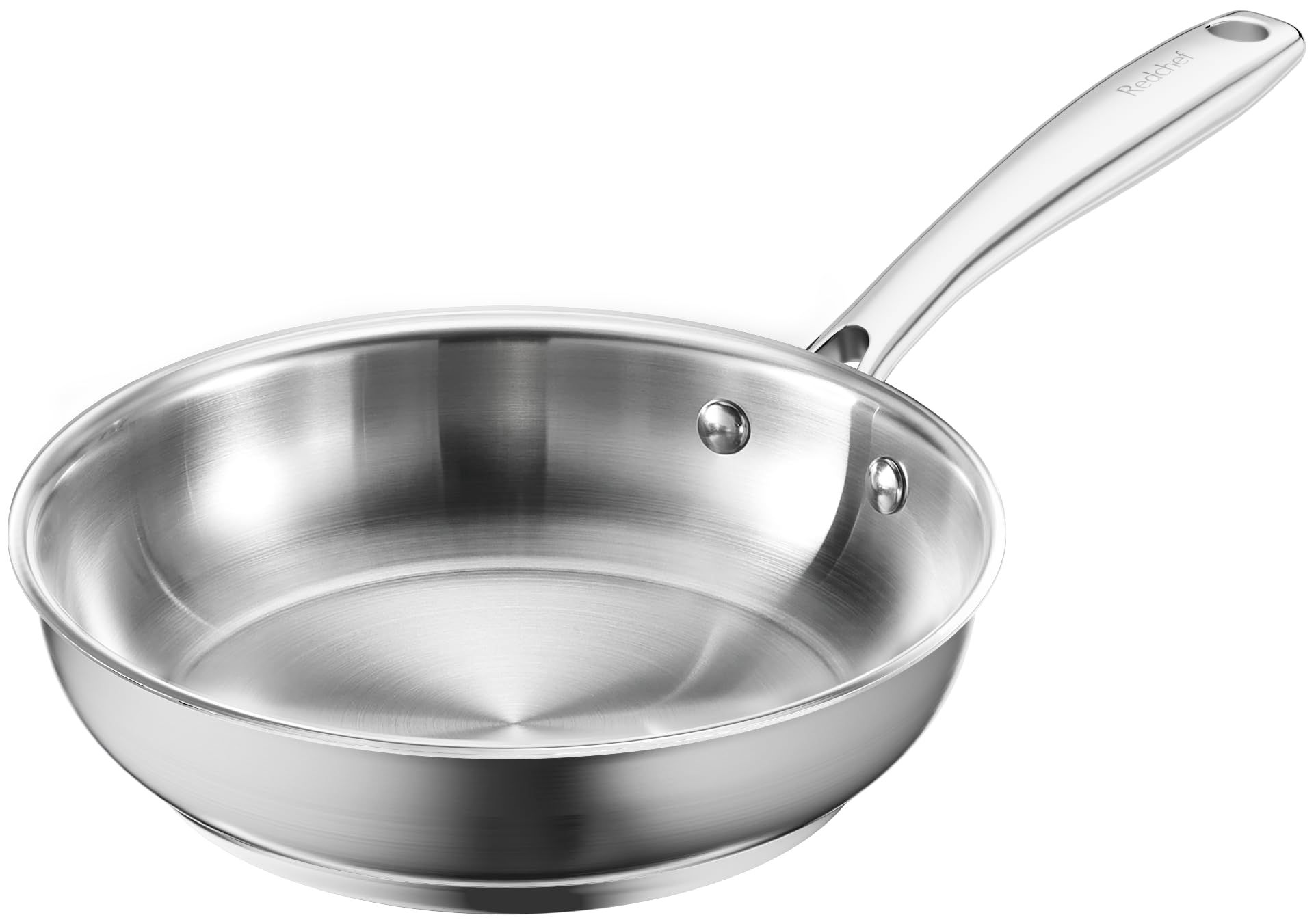 Redchef Stainless Steel Frying Pan, Non-Toxic Uncoated Skillet for Cooking, Induction Compatible Omelet Pan with Heavy-Gauge Bonded Base, Oven & Dishwasher Safe Egg Pan, 20cm/8inch