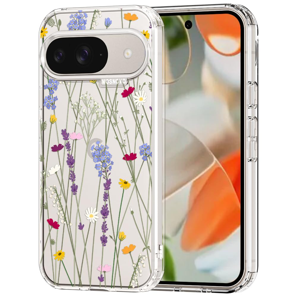 MOSNOVO Case for Google Pixel 9 & Pixel 9 Pro, [Buffertech 6.6ft Military-Grade Drop Protection] [Anti Peel Off Tech] Clear TPU Bumper Phone Case Cover Design - Great Wave — view 104